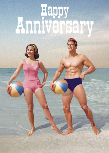 BC204 - Happy Anniversary - Beachball Couple Card by Max Hernn